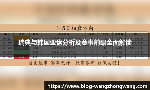 瑞典与韩国亚盘分析及赛事前瞻全面解读